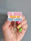 I'm nicer than my face looks badge reel, IT badge reel, funny badge reel for work, dark humor badge reel for office, sarcastic badge reel