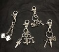 Silver keychain, gothic keychain, dagger charm, cross charm, fleur-de-lis keychain, sterling silver 925, gothic accessories