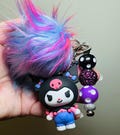 Kuromi mermaid color fluffy keychain/bag charm with Pom Pom
