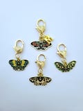 Personalized Moth charm, letter initials butterfly charm, moth badge reel lanyard charm, enamel zipper pull bag charm accessory, moth gift