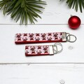 Christmas Wristlet Keychain Reindeers Key Fob Handmade