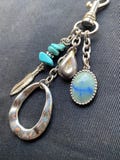 Turquoise Dream Bag Charm – Reclaimed Jewelry Charm – One-of-a-Kind| Handmade Keychain | Reclaimed Charm Purse Dangle