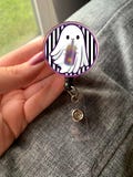 Ghost Badge Reel | Halloween Badge Reel | Gift for Social Worker | Healthcare Worker Badge Reel | Gift for Nurse | Cute Sticker