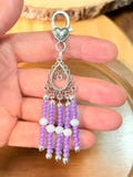 Chandelier Style Purse Charm, Purple Beaded Purse Charm, Southwest Purse Charm, White Crystal Planner Charm, Gifts for Her
