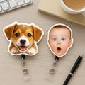 Personalized Photo Badge Reel, Custom Pet Face ID Holder, Dog Cat Baby Picture Retractable Badge Clip, Cute Nurse Name Tag Gift