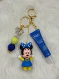Minnie Blue Keychain + Lip Gloss