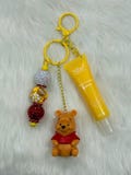 Pooh Bear Keychain + Lip Gloss