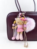 Kawaii Hello Kitty Long-leg Plush bag charm, Cute Pink Pom Pom bag charm, Perfect Gift for Fans, Stylish Hello Kitty Plush Keychain
