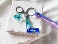 Custom Ocean Letter Keychain, Resin Initial Keyring with Seashells, Personalized Gift, Beach Name Charm for Bag or Keys