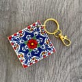 Red "Escamilla" Mexican Talavera Tile Keychain