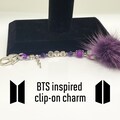 BTS Beaded Clip-On Charm: Swarovski Crystal & Gemstone - Handmade by ARMY - read full item details