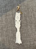 Boho Handmade Macrame Keychain- White