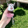 Highland Cow Ghost Badge Reel – Cute Halloween Cow Badge Holder, Spooky Fall ID Clip for Nurses & Teachers