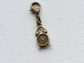 Tiny Antique Bronze Alarm Clock Clip on Charm with Lobster Clasp, Stitchmarker, Zipper, Planner Charm