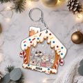 Personalized Gingerbread House Keychain Custom Christmas Decoration with Names and 2025 Date Holiday Keepsake Gift for Family and Friends