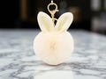 Rabbit Fur Keychain – Cute Bunny Ear Plush Ball Pendant, Faux Fur Fluffy Bag Charm Key Ring, Soft Fashion Jewelry Gift for Women