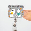 Gilmore Ghouls Badge Reel, Stars Hallow ID Holder , Ghost Halloween, Fall Ghost, Halloween Badge Reel, Gift For Her, Gift for nurse