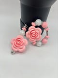 Stanley Cup Accessories | Stanley Cup Charms | Tumbler Handle Bracelets Straw Dangles | 3D Rose Elegant Cup Decorations | Flowers Springtime