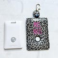 Silver Glitter Leopard Centegix Alarm ID Holder, Top Bottom Button Alarm Badge Holder,Vertical ID Card Case,Teacher Gifts Under 20