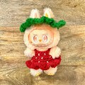 Custom Artisan created crochet strawberry dress and hat for labubu / lafufu costume outfit cosplay