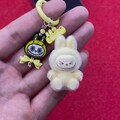 Kawaii Yellow Bunny Plush Keychain with Cartoon Charm – Cute Mini Bag Accessory, Pastel Plush Toy-Inspired Gift for Teens and Friends