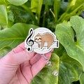 Music Teacher Badge Reel - Cute Sloth ID Holder with Treble Clef and Quote - Funny Retractable Lanyard Gift for Musicians