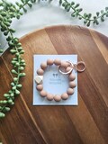 Pecan Pie | Minimalist Wristlet Keychain, Silicone Beaded, Stretch, Bracelets, Gift Ideas