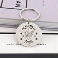 Personalized Merry Christmas Keychain – Engraved Stainless Steel with Optional Name Charm – Cute Holiday Gift