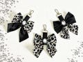 Satin bag charm, leopard print bow, leopard bow bag charm, bag charm, satin bow keychain charm, purse accessory, custom bag charm, N21