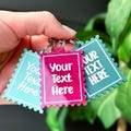 Custom Text or Logo Keychain; Cute Stamp Keychain Accessory, Personalized Bulk Business Keyrings