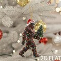 Personalized 2D Flat Bigfoot Christmas Ornament, Funny Sasquatch Xmas Tree Decoration, Custom Name Holiday Gift,Wrapped in Lights,Funny Xmas