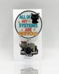 All of My Systems Are Nervous Cat Badge Reel – Glitter Retractable ID Holder – Funny Nurse Badge – Cute Black Cat Gift for Healthcare & Teac