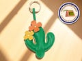 PU Leather Hanging Charm for Bags | Flower & Cactus Pendant Keychain | Creative Handbag Accessory | Stylish Purse Ornament Decoration