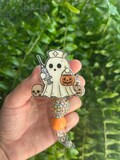 Halloween Ghost Nurse Badge Reel | Cute Retractable ID Holder, Funny Spooky Nurse Badge Clip