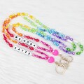 Personalized Rainbow Beaded Teacher Lanyard, Cute Colorful Lanyard, Personalized Lanyard for Teacher, Nurse, Student, Custom ID Badge Holder