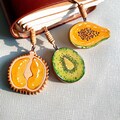 Durian Bag Charm, Unique Bag Charm, Kiwi-Inspired Leather Bag Charm, Handcrafted Bag Charm, Papaya Keychain, Leather Gift, Present for Her