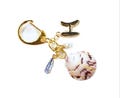 Custom Scallop Shell Keychain – Real Scallop with Bubble Letter Initial, Pearl & Gemstone | Personalized Keychain Keyring Accessory