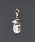 Cat Zipper Charm-Black and White Enamel-Gold-Tone-Hugging Cats-LARGER SIZE-Style #2