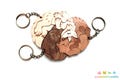 Interlocking Forest Trio Keychains - Wolf Raccoon and Fox set Family, Friendship, Poly Relationship couple keychains