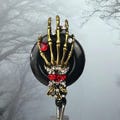 Skeleton Hand Retractable Badge Reel -  Gothic Rhinestone ID Holder w/belt clip - Nurses, Teachers, Volunteers, Healthcare Halloween Badge!
