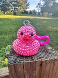 rhinstones cheer duck keychain pink