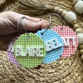 Acrylic Bag Tag, Gingham Bag Tag, Kids Name Keychain, Lunch Box Tag, Personalized Tag, Custom Backpack Tag, Keychain For Kids