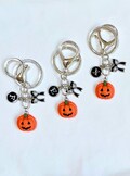 Personalized Pumpkin Keychain, Halloween Bag Charm with Initial, Halloween Backpack Purse Keychain, Boo Basket Gift, Spooky Bag Accessory