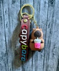 Capybara fashion keychain, purse charms, backpack charm keychains, gifts, adorable Capybara with a boba drink
