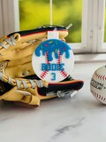 Personalized Baseball Drip Bag Tag, Keychain or Ornament with a Baseball and Ice Cream Drip and Sprinkles Acrylic