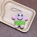 Bear Keychain, Crochet Bear Keychain, Handmade Bag Charm, Leather Letter Keychain, Custom Keyring, Leather Accessory, Cute Bag Charm