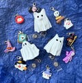 Ghost Cat and Dog Badge Reels ID holders Halloween Dogs and Cats
