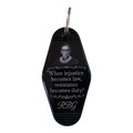 Ruth Bader Ginsburg RBG Quote Keychain - 'When Injustice Becomes Law' Black Retro Key Tag"