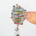 Floral Book Badge Reel, Cute Book Lover Retractable ID Holder, Librarian Teacher Badge Clip, Reading Accessory, Book Club Gift Idea