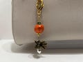 New-Autumn Pumpkin Purse Charm/Zipper Pull w/Maple Leaf and Acorns  #240-4